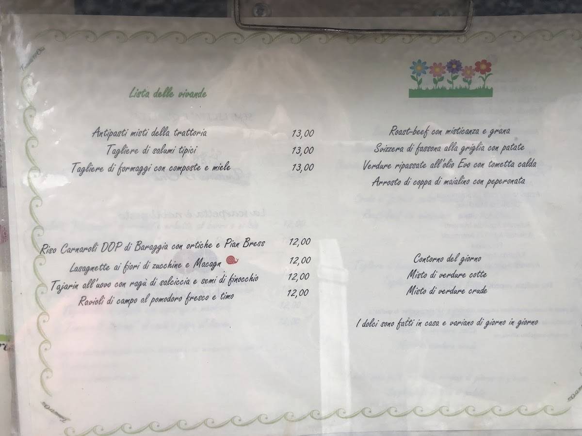 Menu di Trattoria D'Oria 