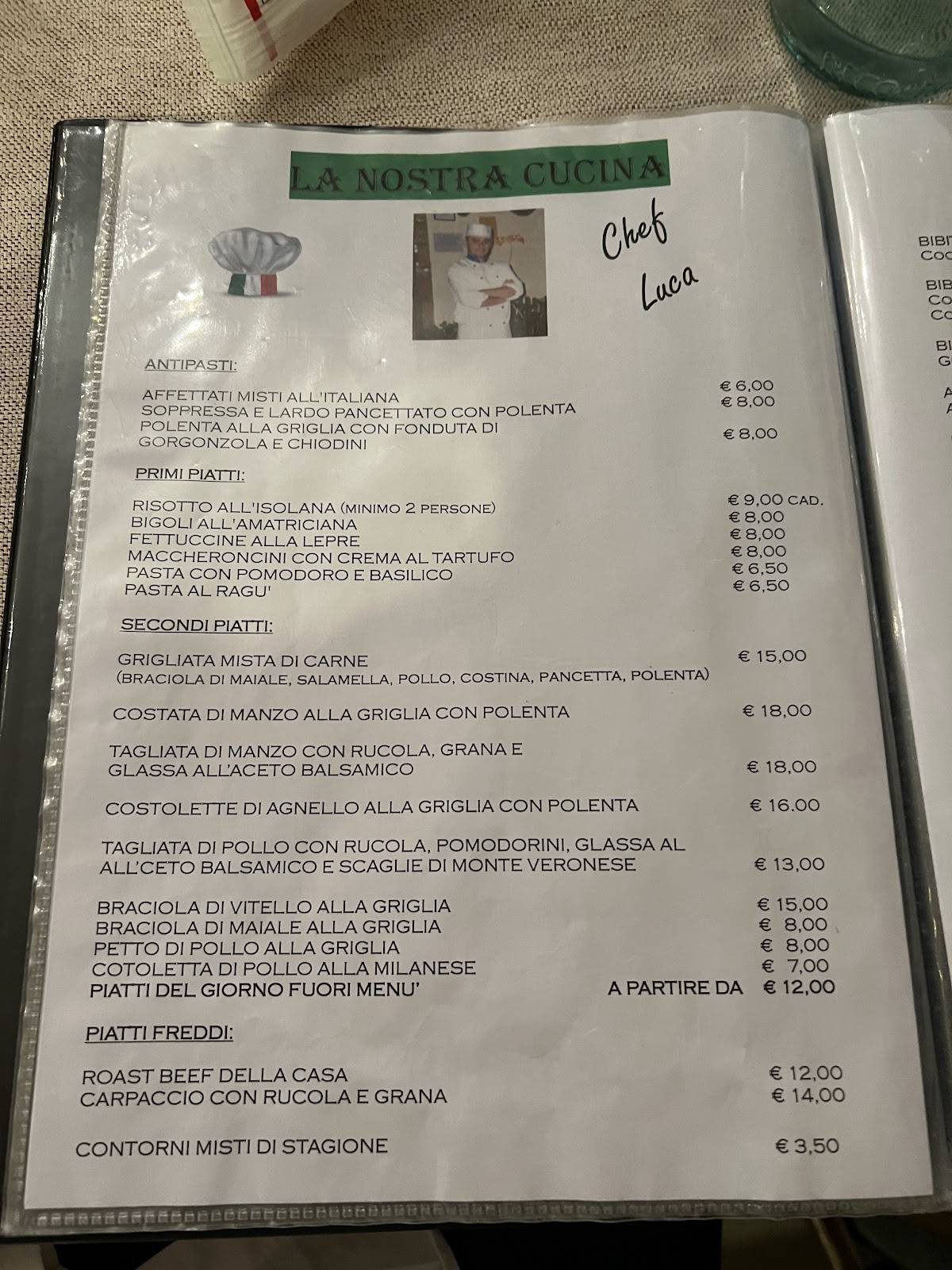 Menu di Trattoria Dai Zemei Snc Di Giacomello Francesco E C. 