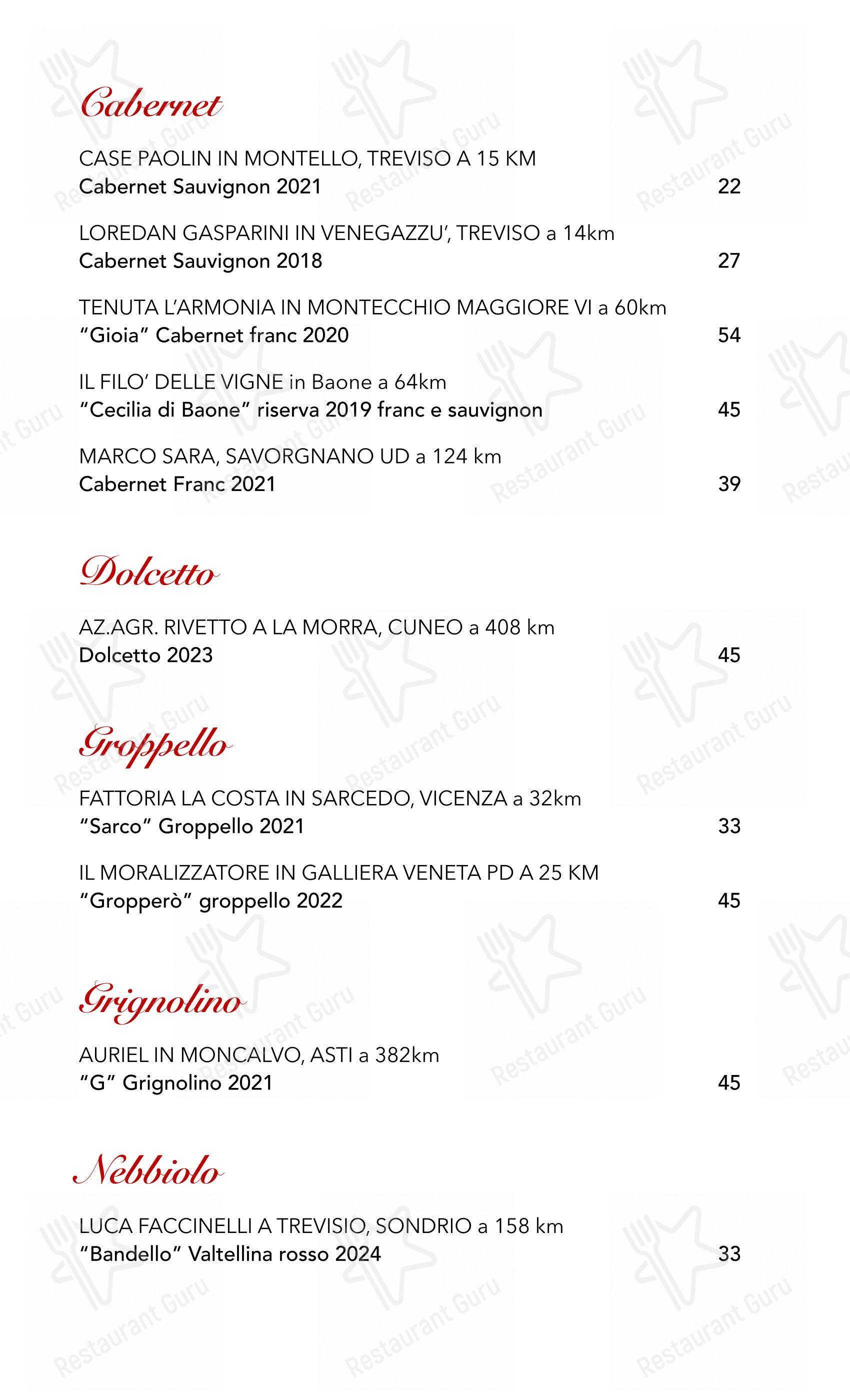 Trattoria Moderna Due Mori in Asolo - Menu bar