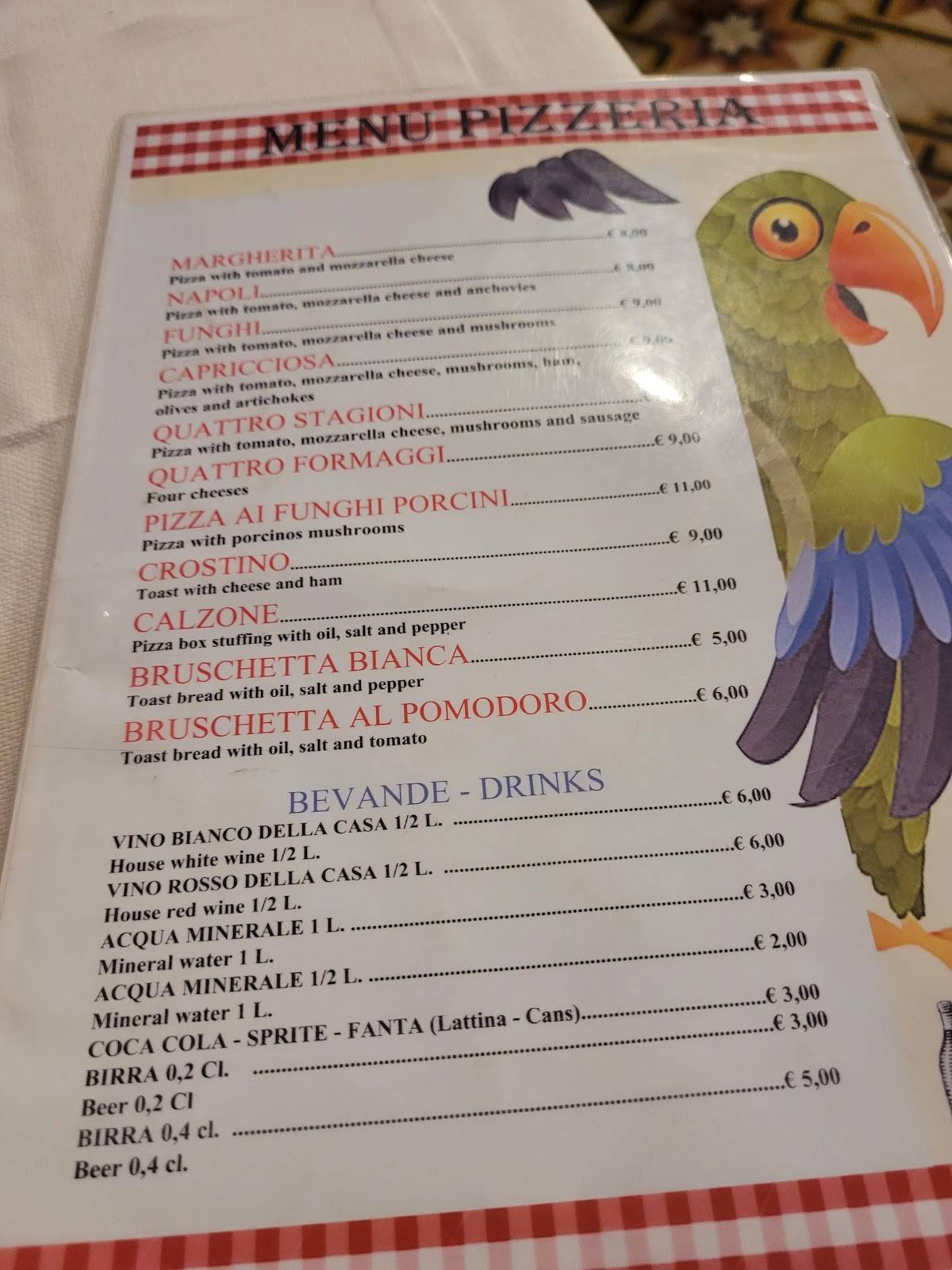 Menu de Trattoria da Loreto