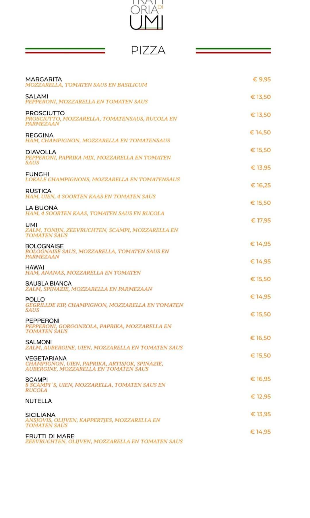 Menu de Trattoria di Umi