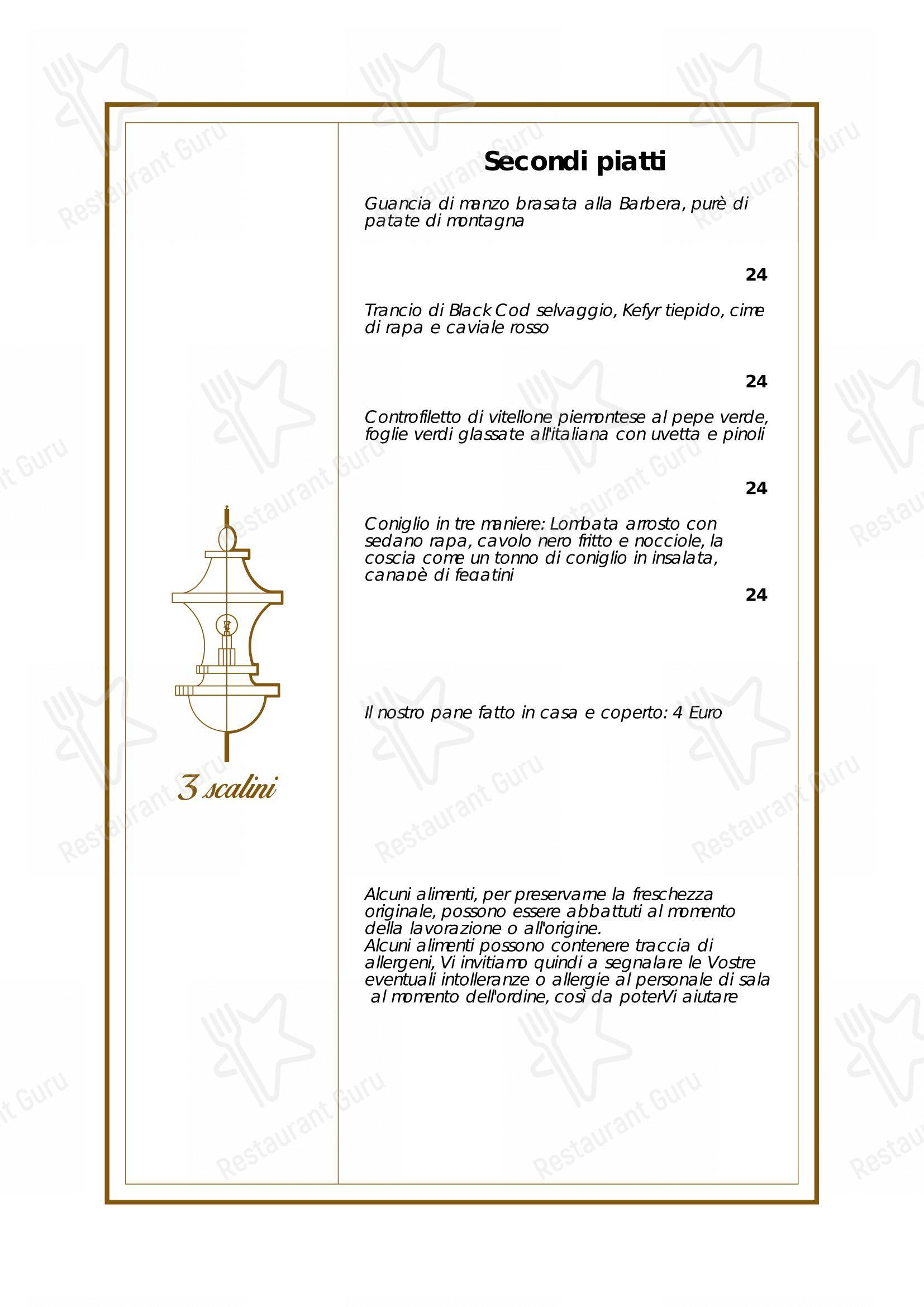 菜单 per Tre Scalini ristorante italiano ristorante