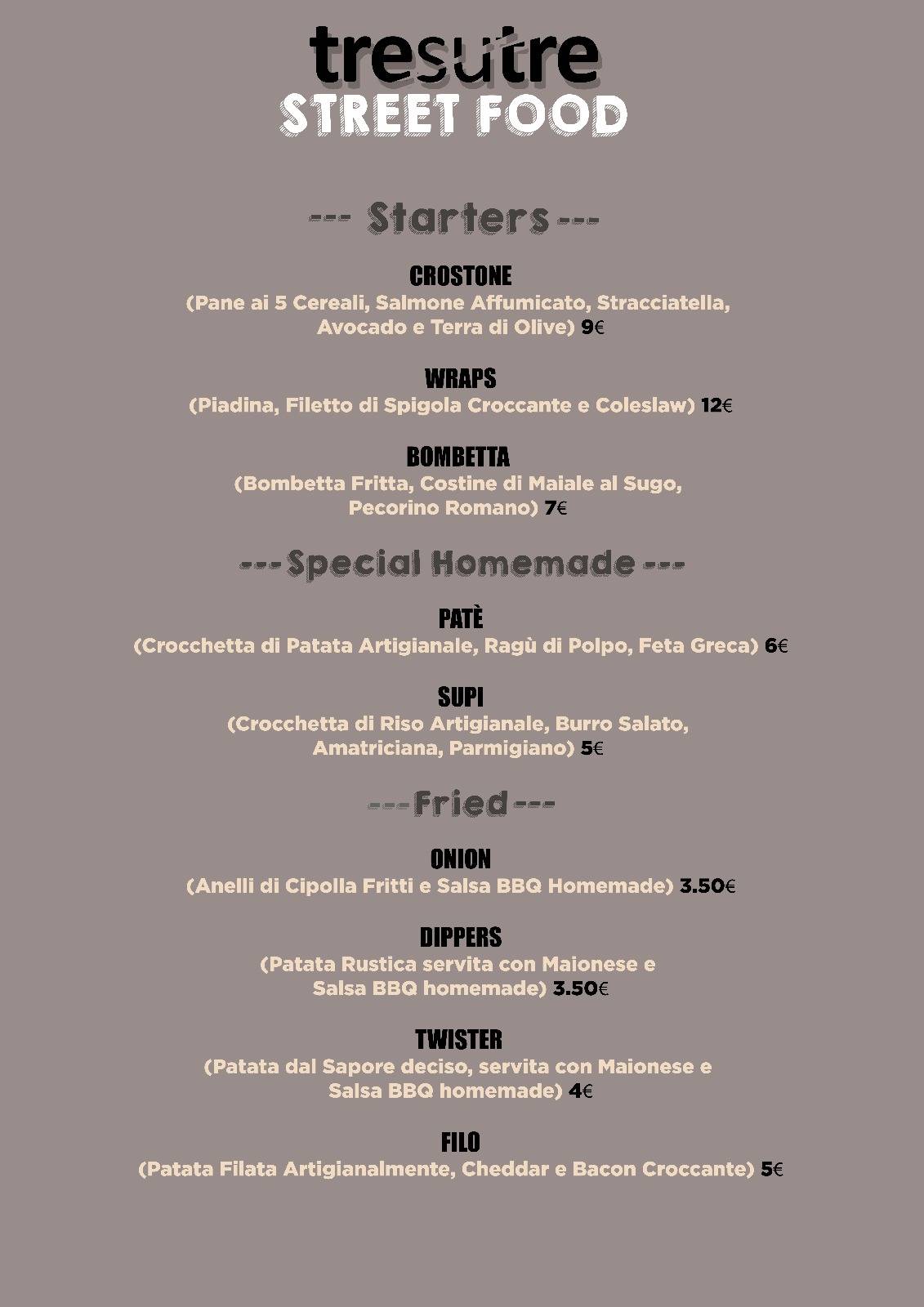 Menu di Tresutre 