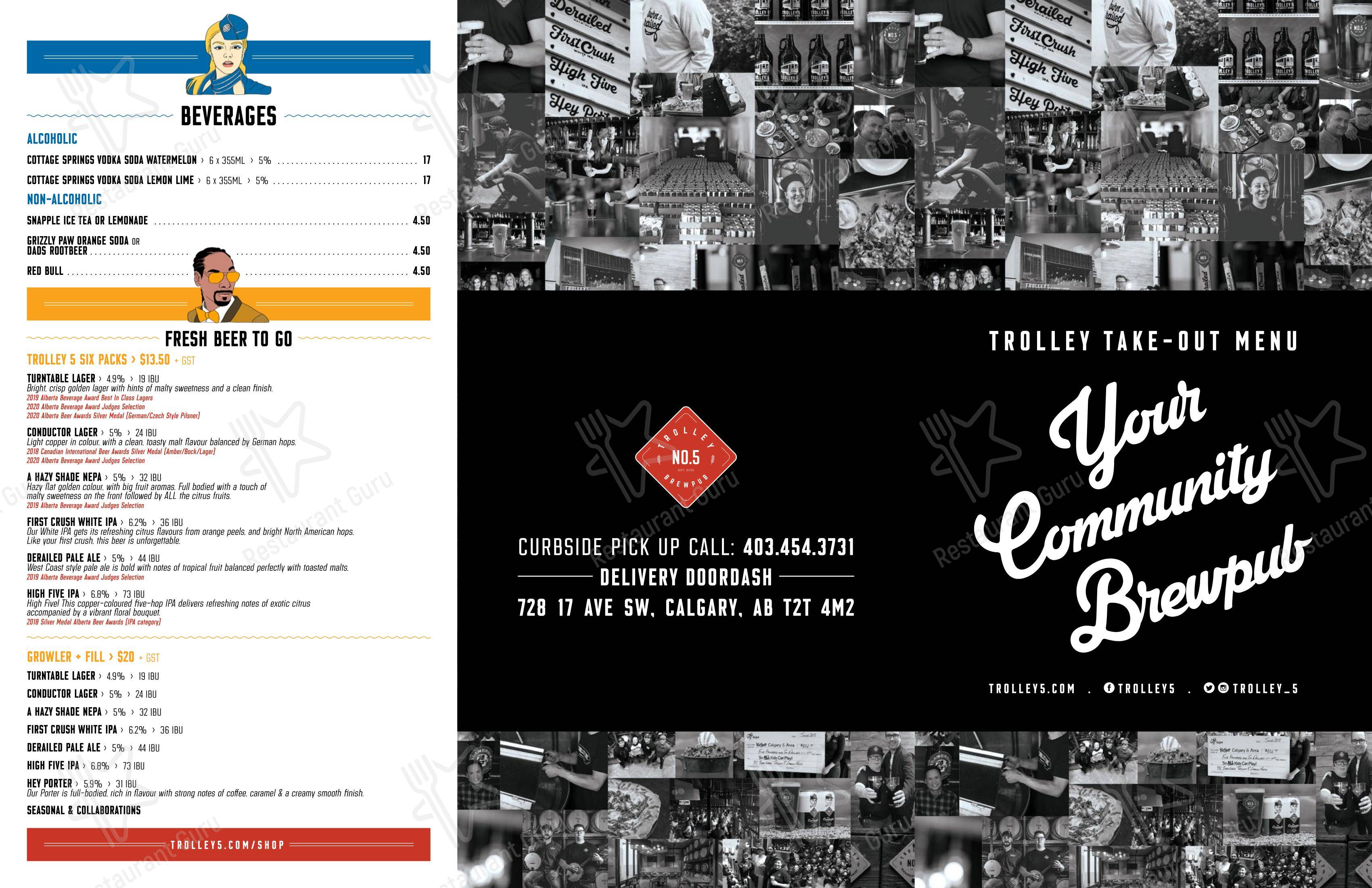 Trolley 5 Brewpub dans Calgary - Ночное меню