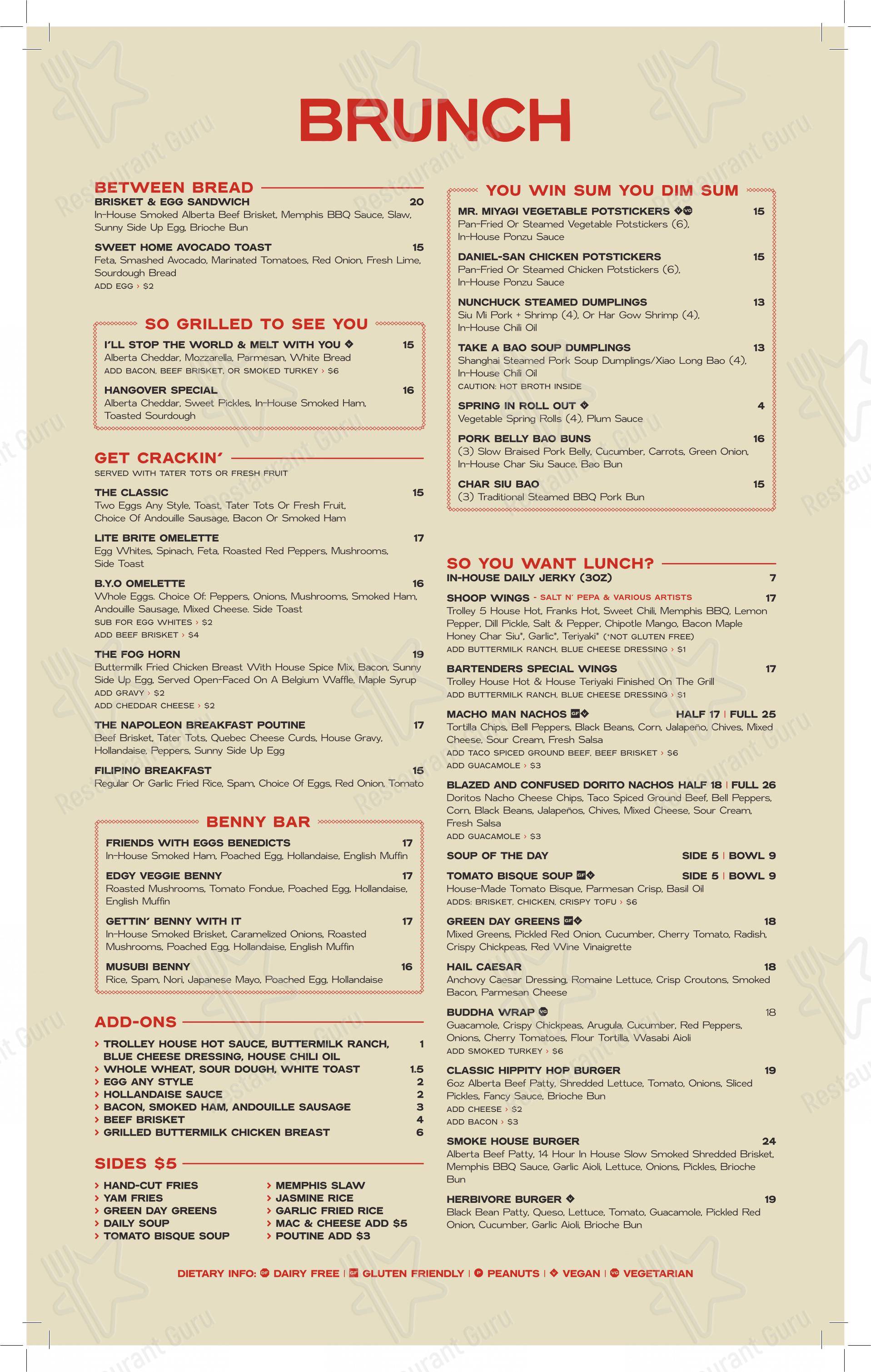 菜单 pour Trolley 5 Brewpub restaurant