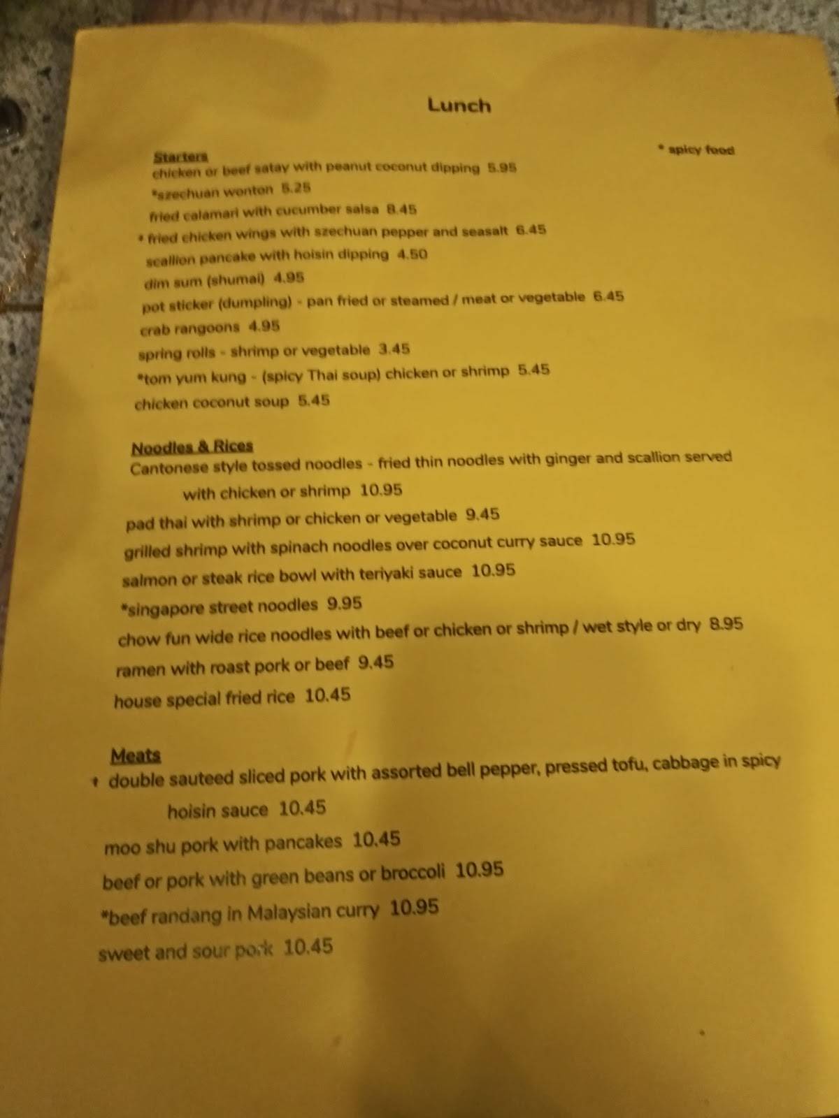 Menu at Plum Blossom restaurant, Troy, 685 Hoosick Rd