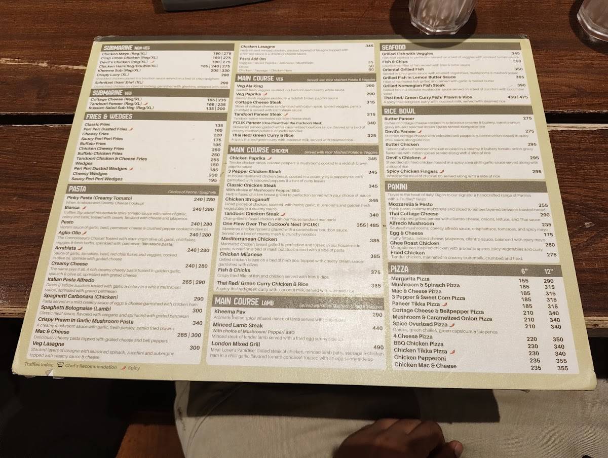 Truffles St. Marks menu