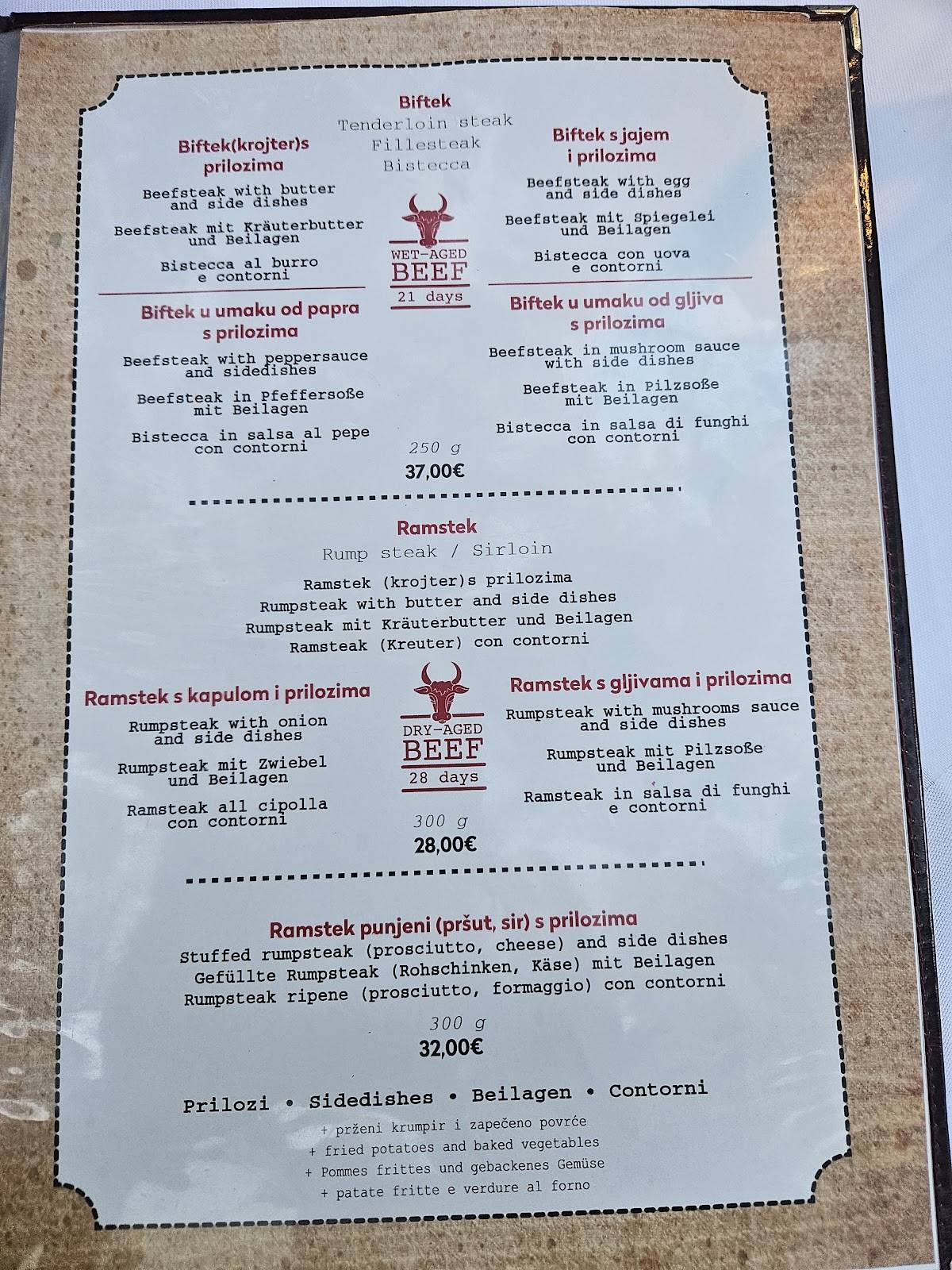 Menu de Konoba Ranč