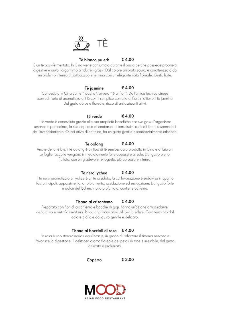 Menu di Ristorante Mood 