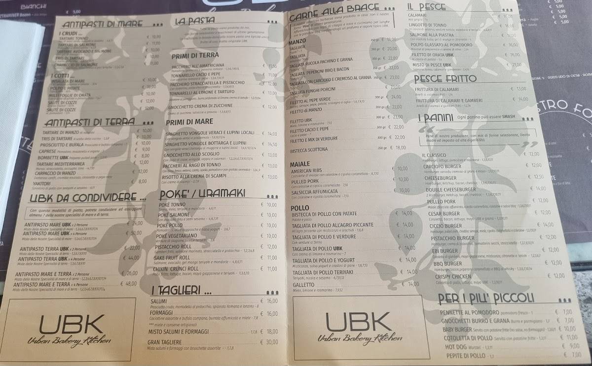 Menu di UBK Restaurant Ostia 