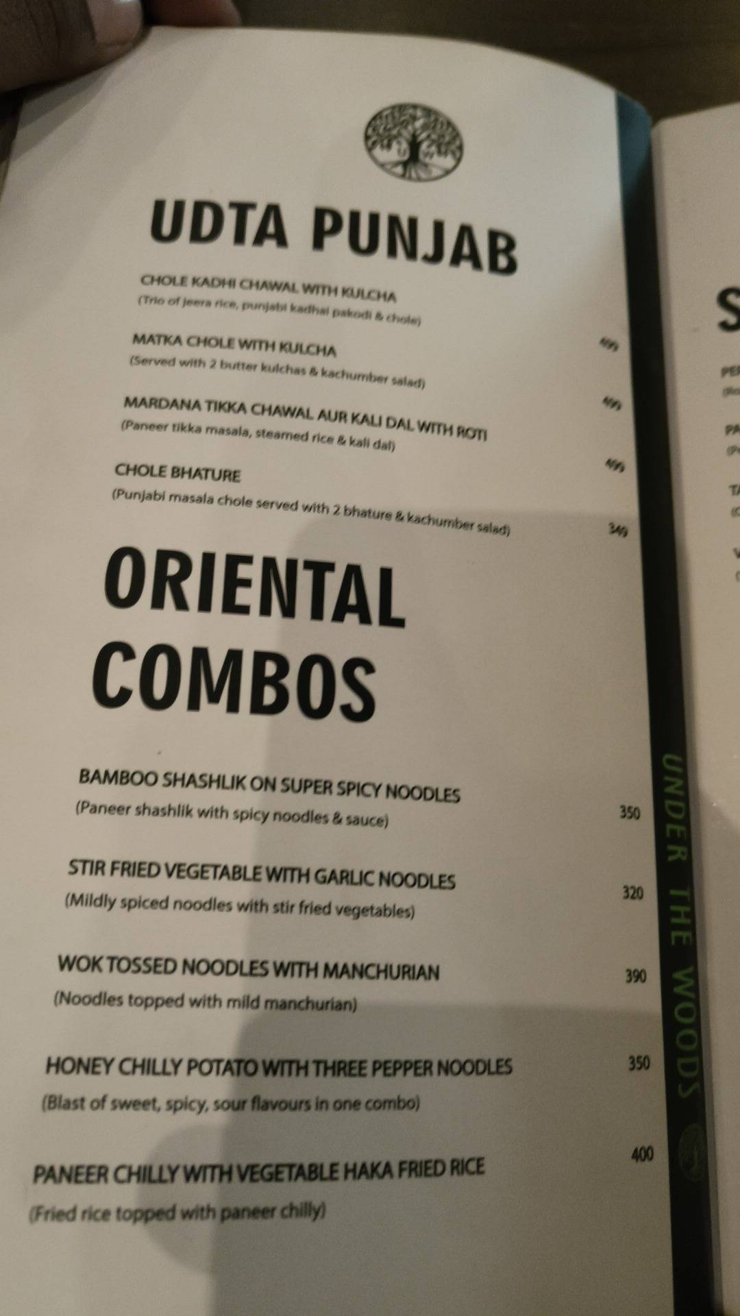 UNDER THE WOODS menu