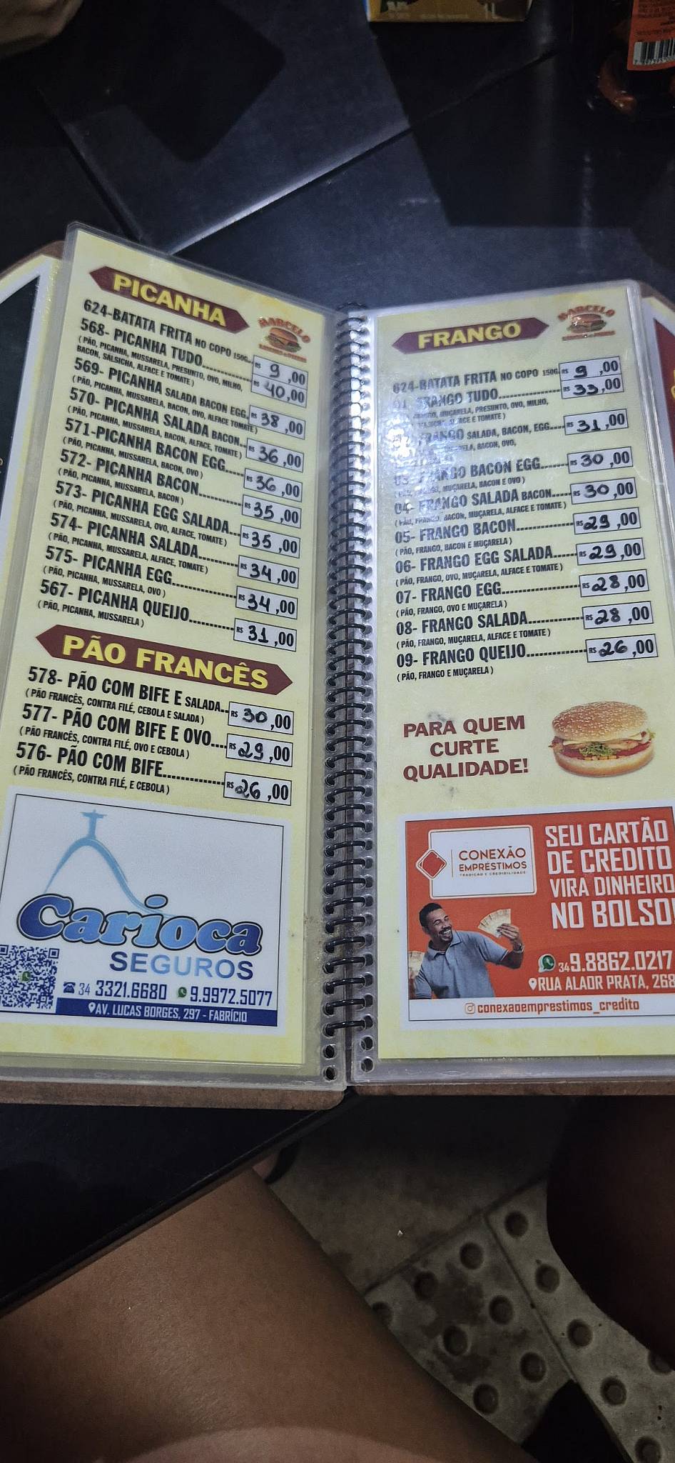 Marcelo Lanches Hamburgueria e Pizzaria cardápio