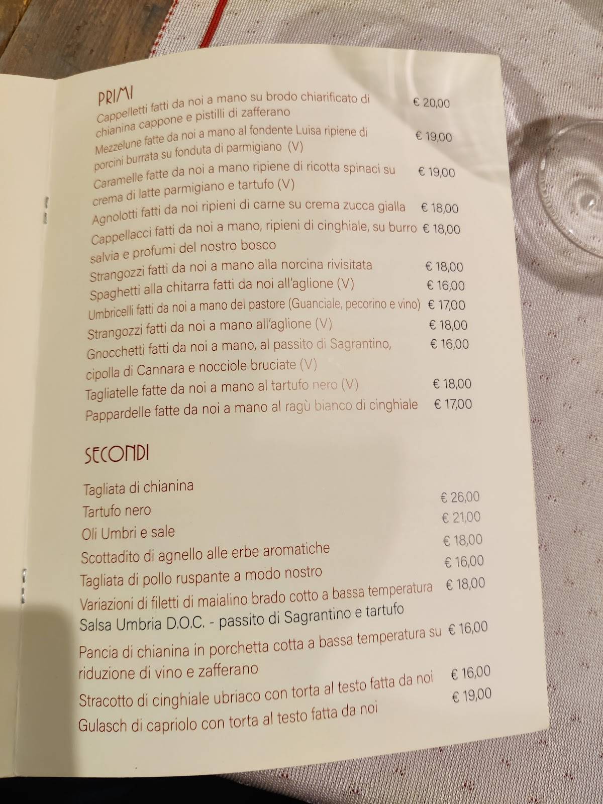 Menu di Umbria D.O.C. Ristorante 
