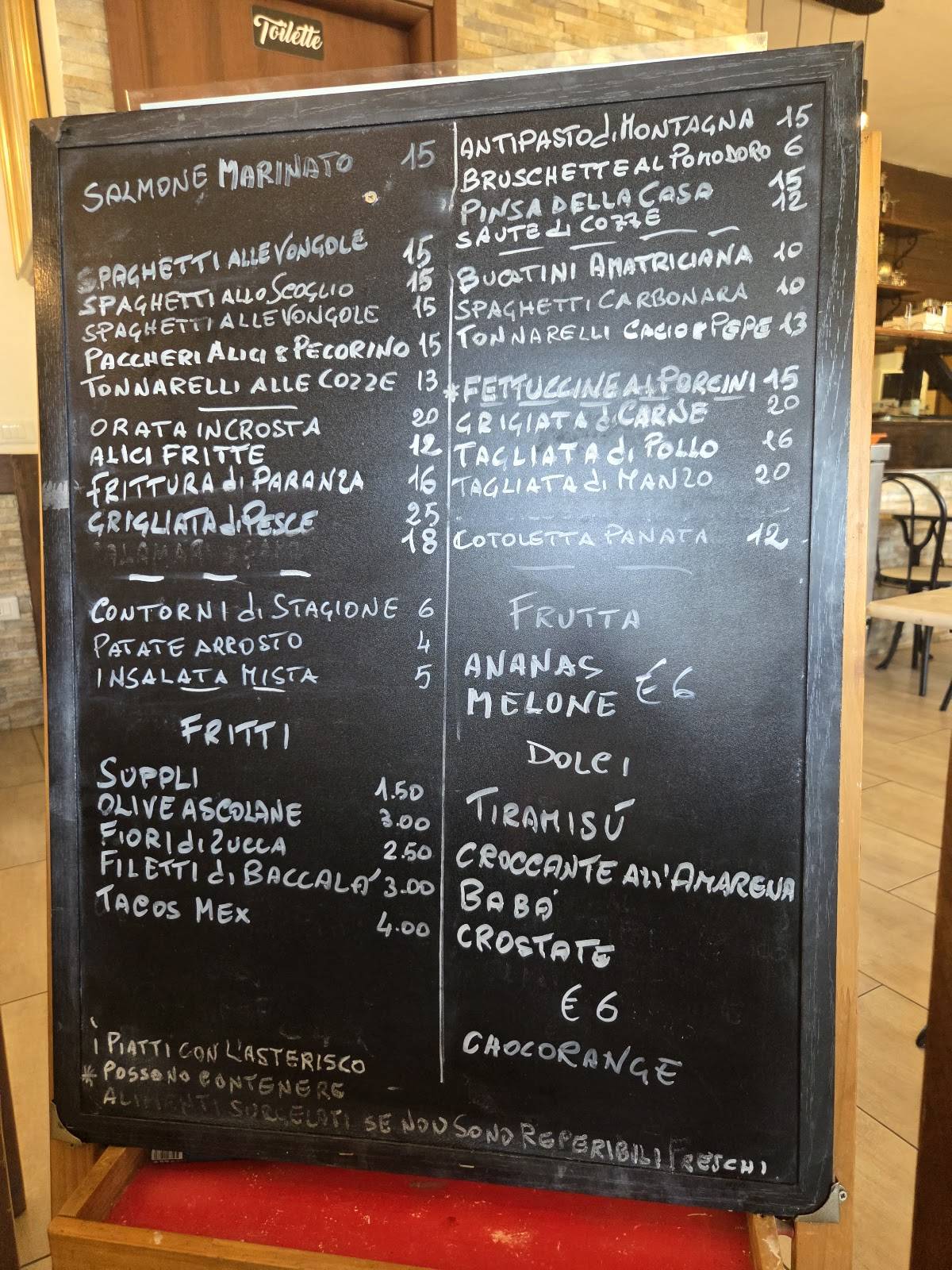 Menu di Un Posto Per Mangiare 