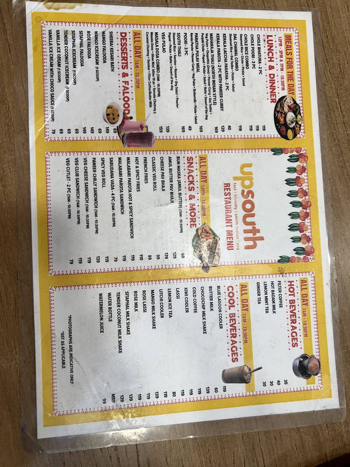 Upsouth Aundh menu