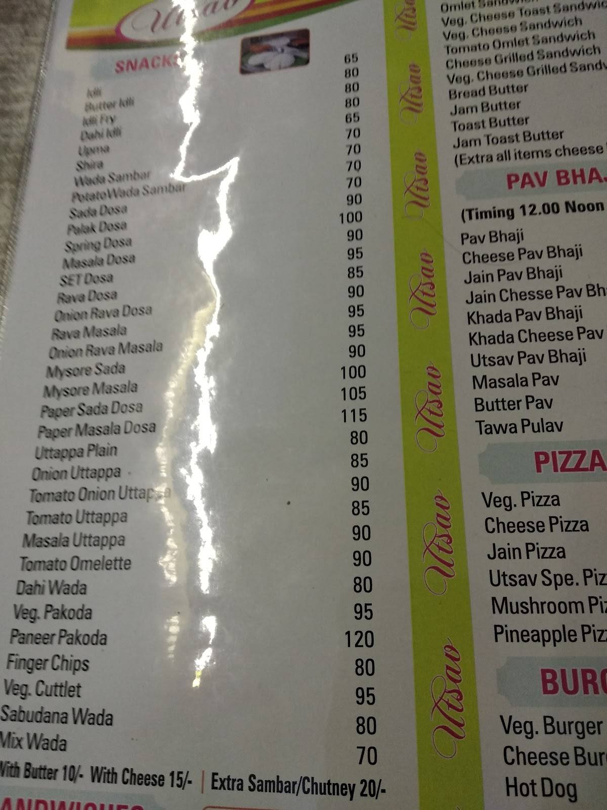 Utsav Pure Veg menu