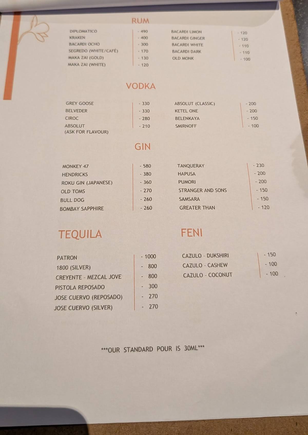 VIDA menu
