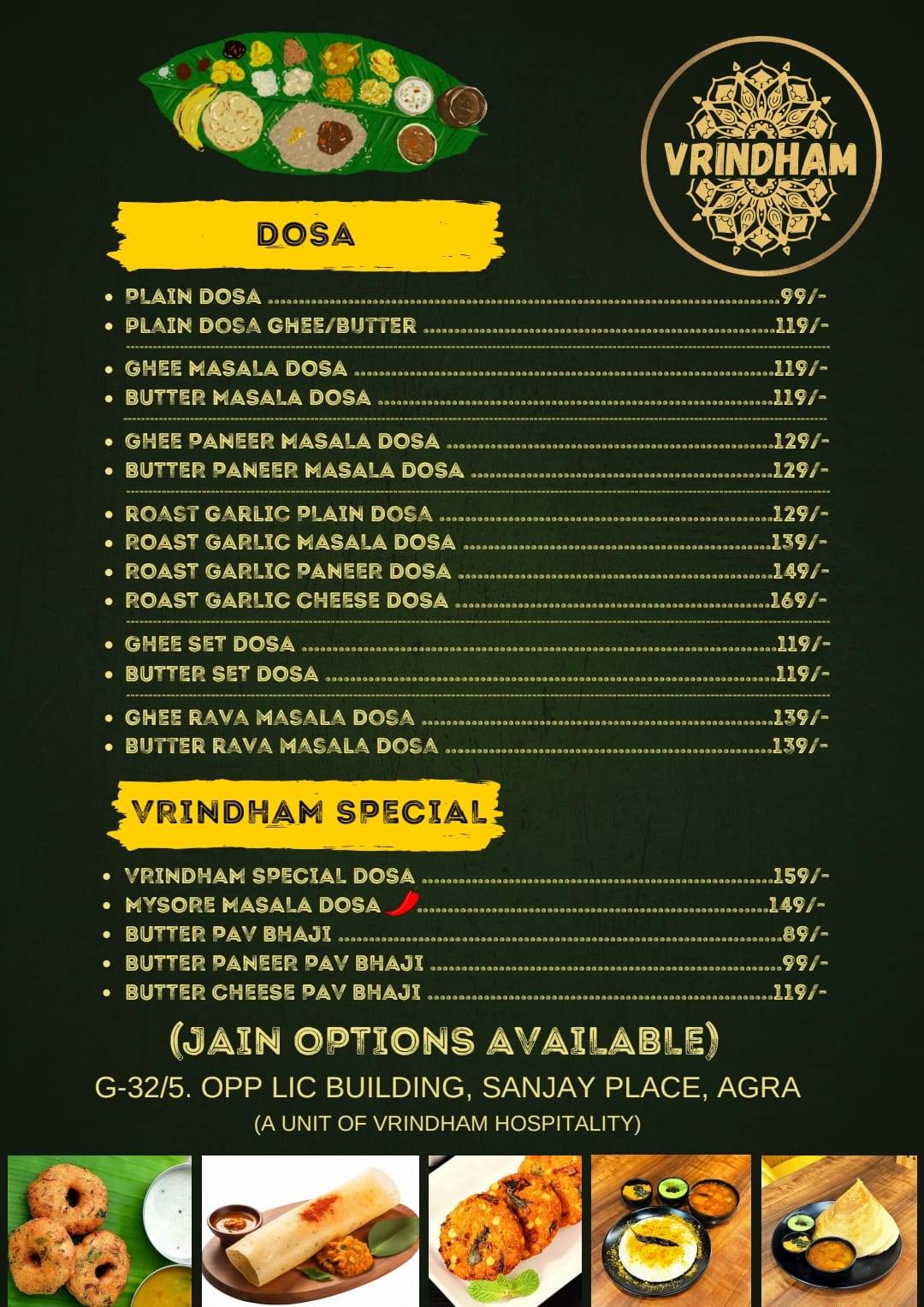 VRINDHAM DOSA CORNER - AUTHENTIC SOUTH INDIAN RESTAURANT menu