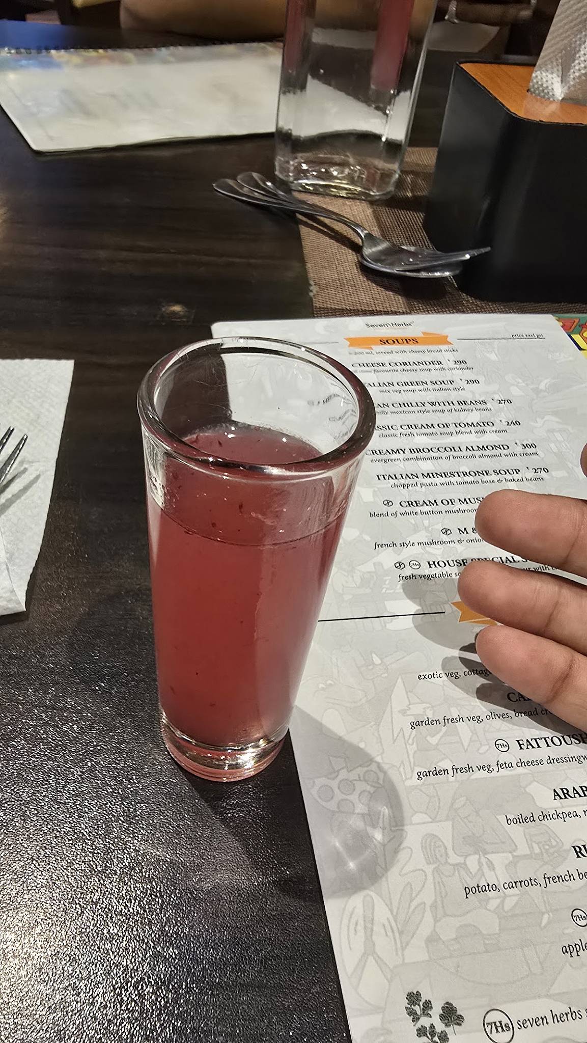 Seven Herbs - place of flavours menu