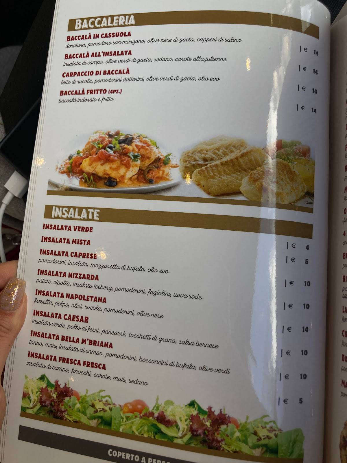 Menu di Bella Mbriana pizzeria trattoria Napoli 