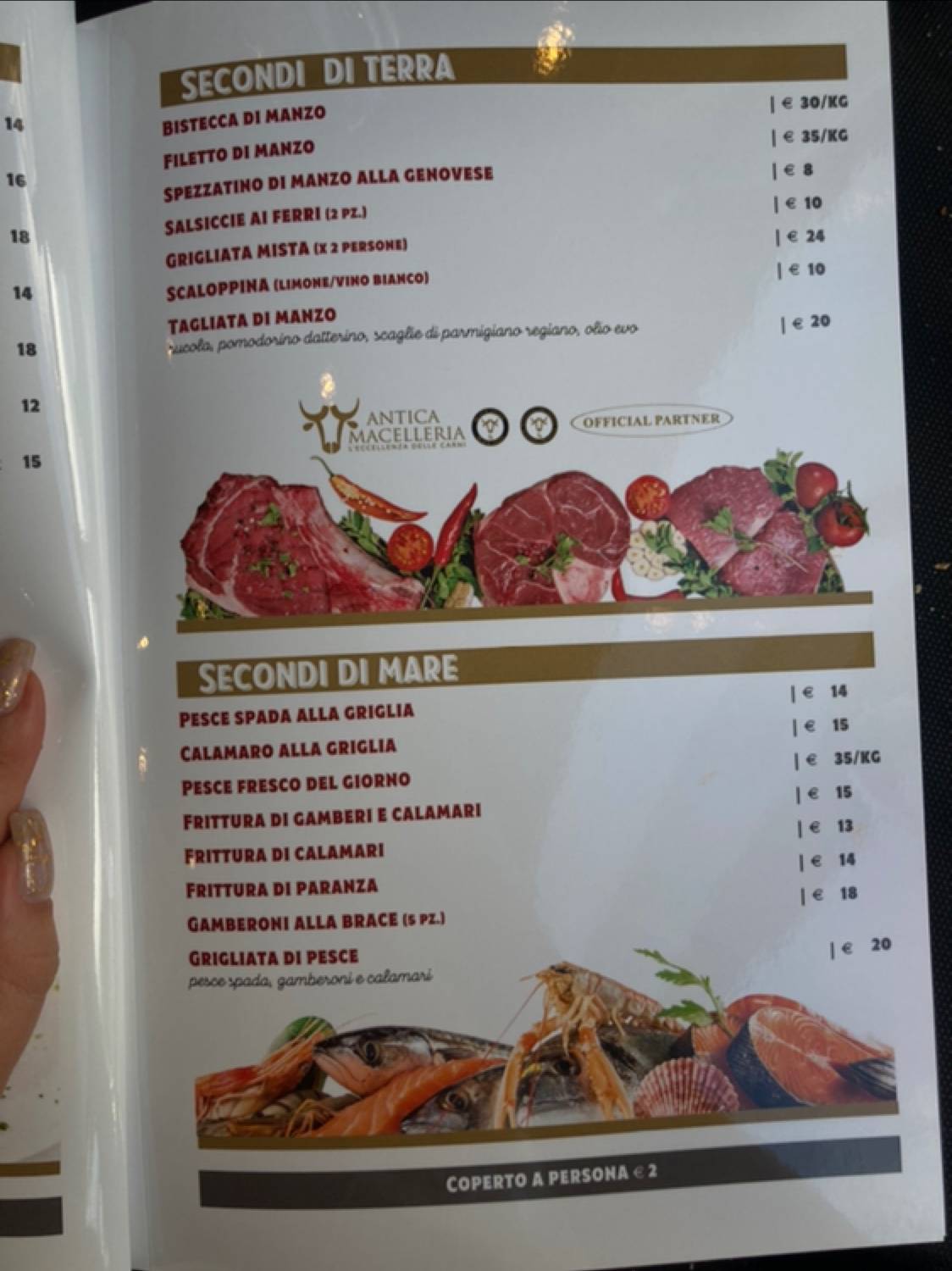 Menu di Bella Mbriana pizzeria trattoria Napoli 