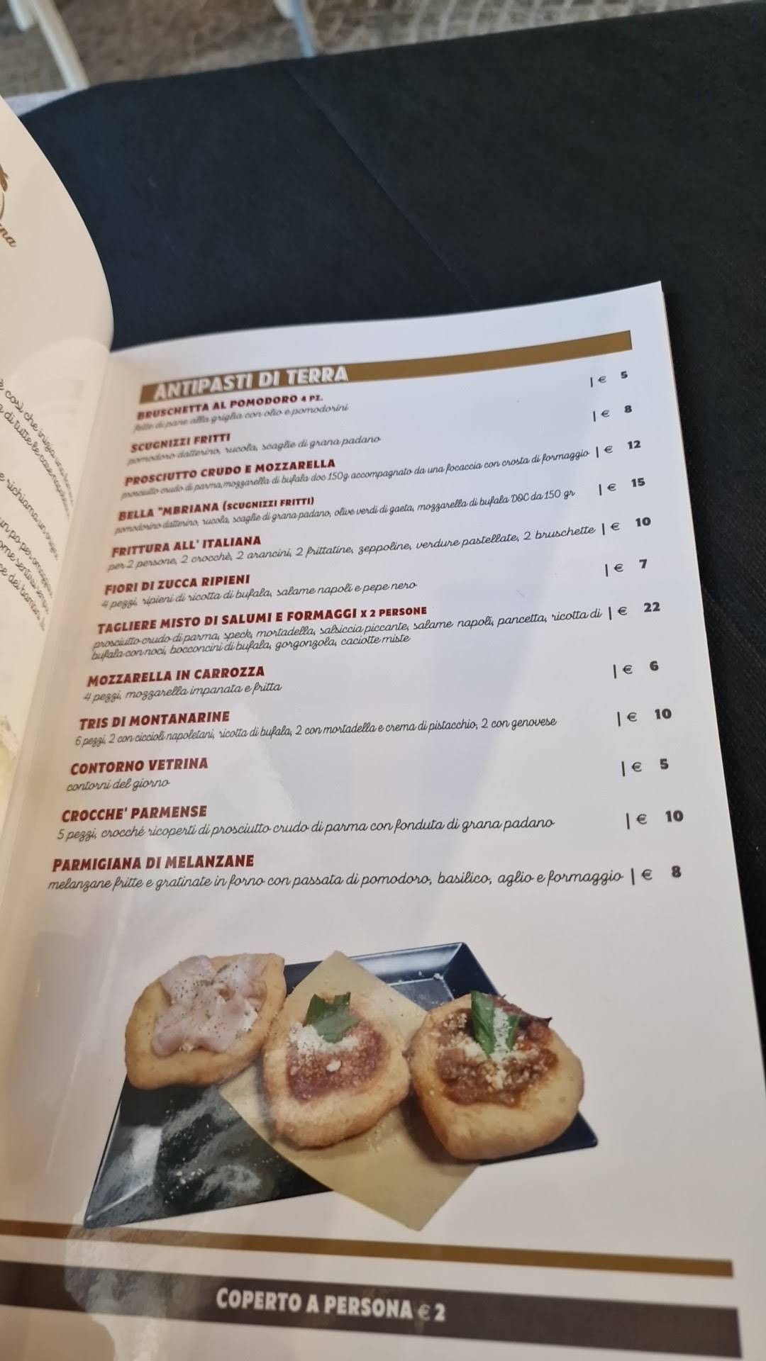Menu di Bella Mbriana pizzeria trattoria Napoli 