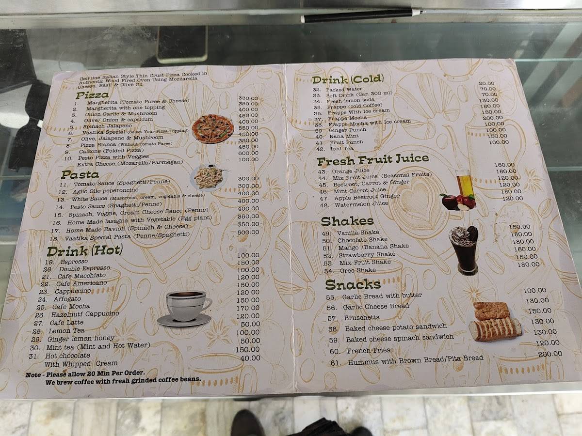 Pizzeria Vaatika Cafe menu