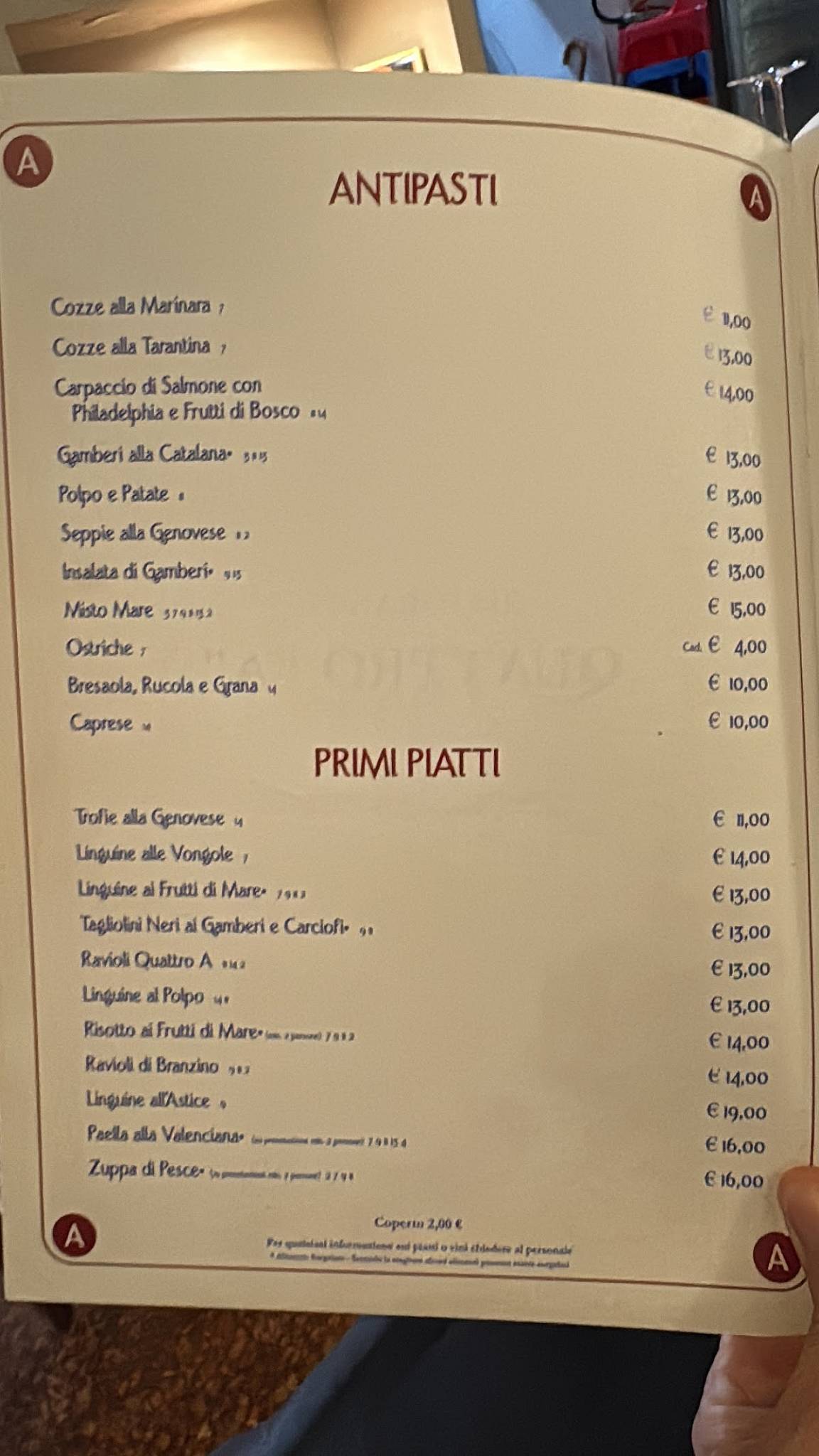 Menu di Quattro A 