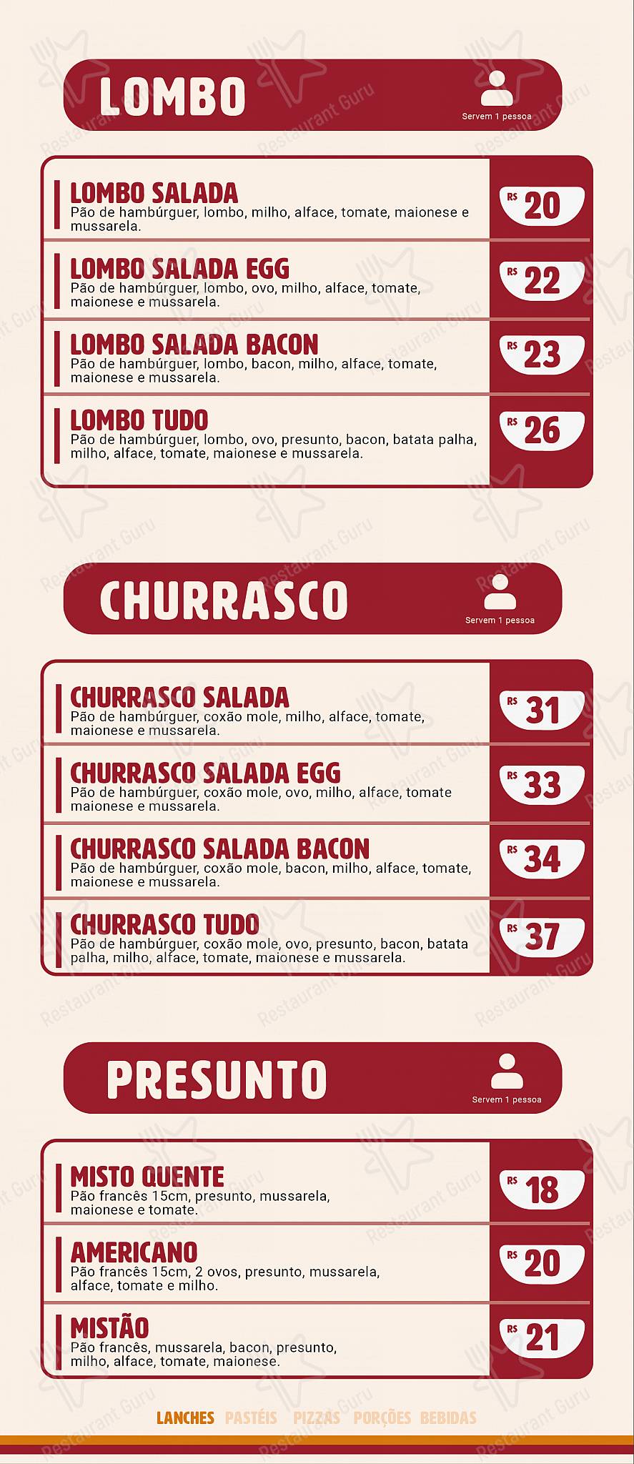 Varola Lanches e Restaurante, Marmitaria menu - pratos e drinques