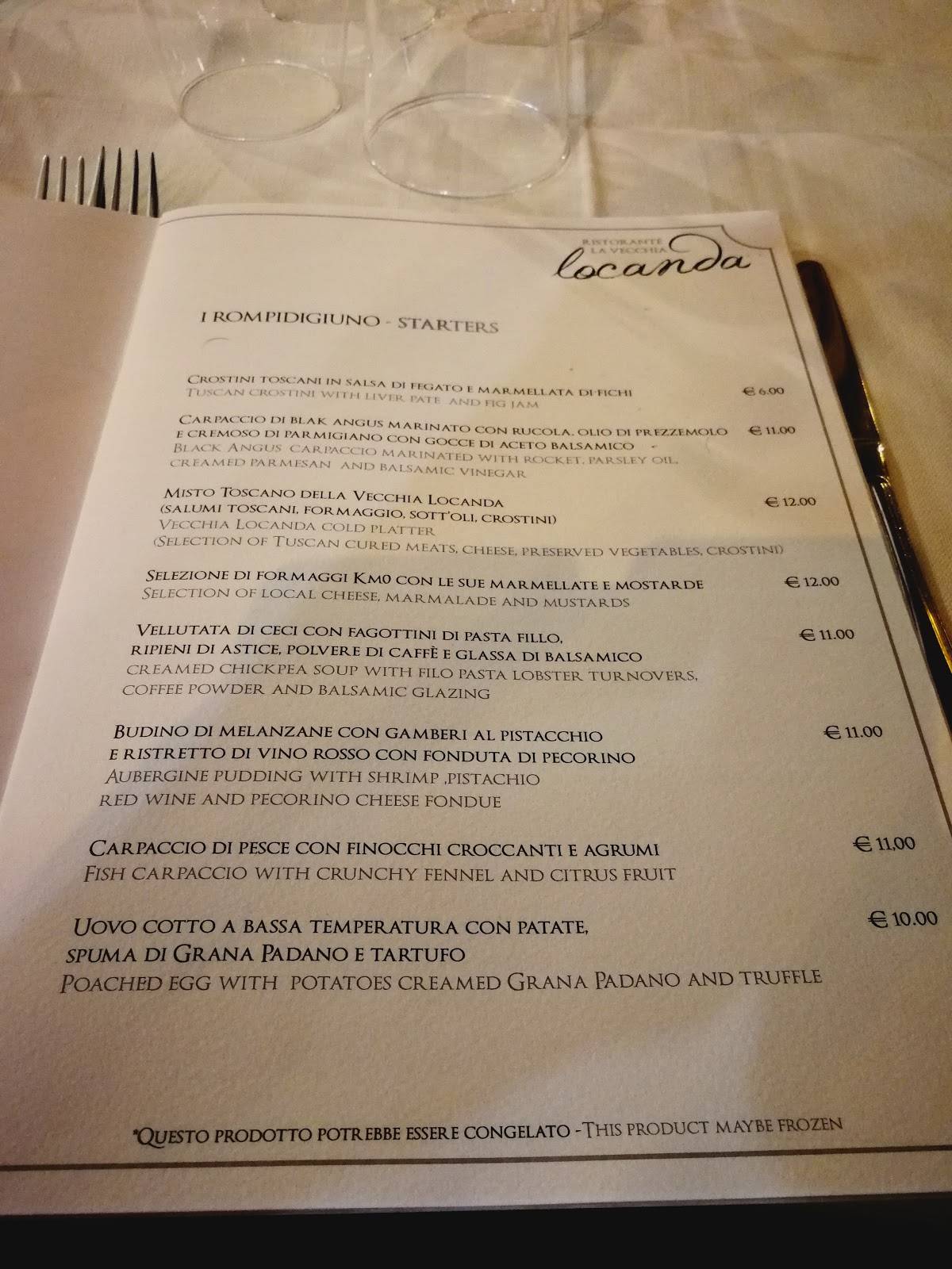 Menu di Vecchia Locanda 