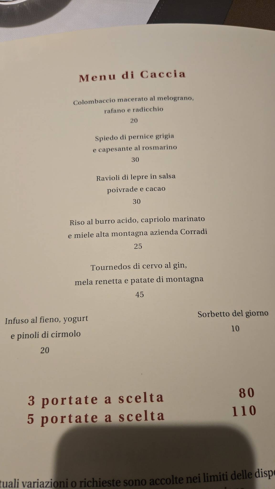 Menu di Vecchio Ristoro - Ristorante in Aosta 