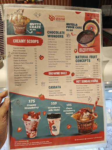Cream stone menu