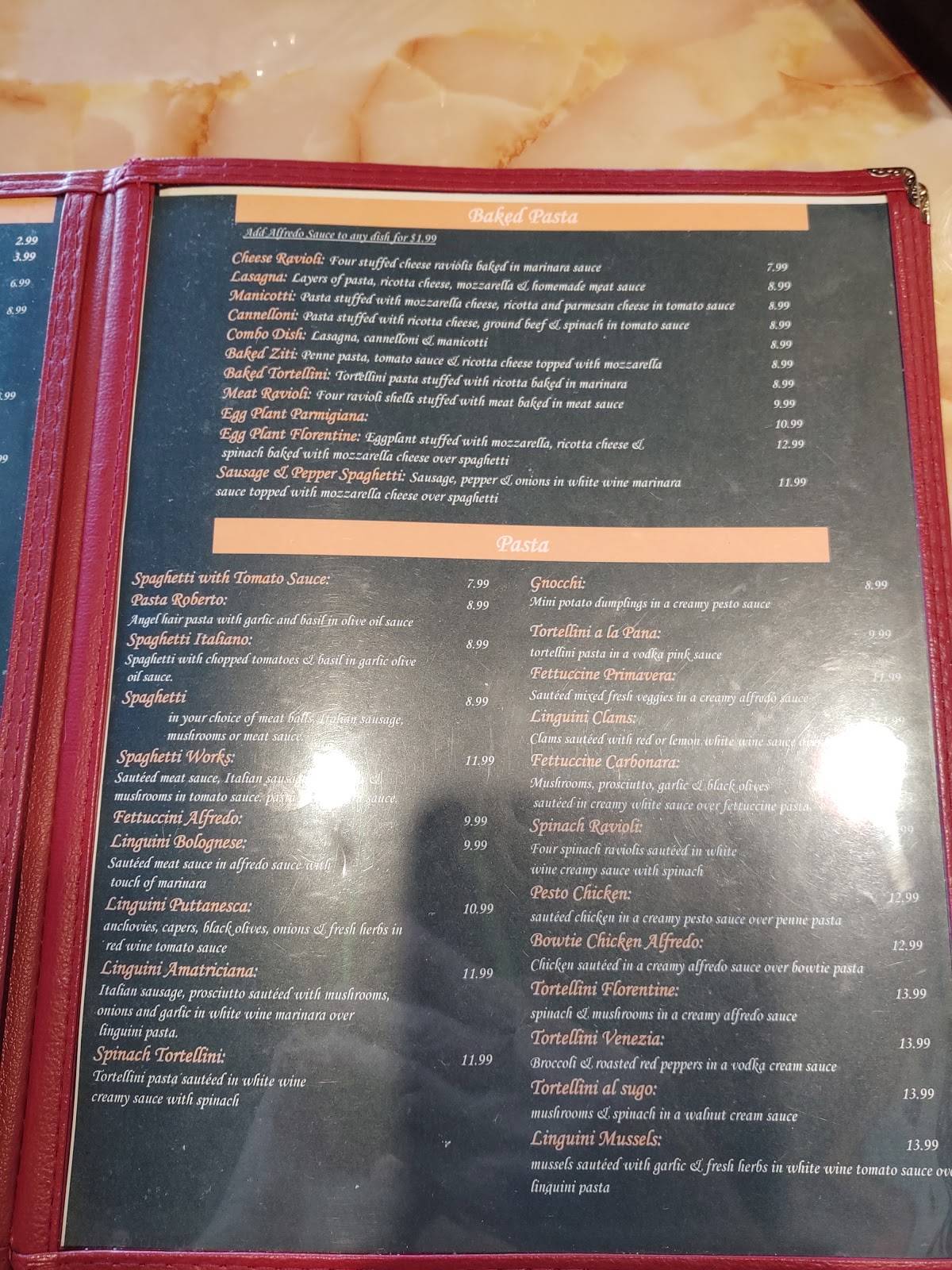 Menu at Venezia's Pizza & Pasta restaurant, Russellville