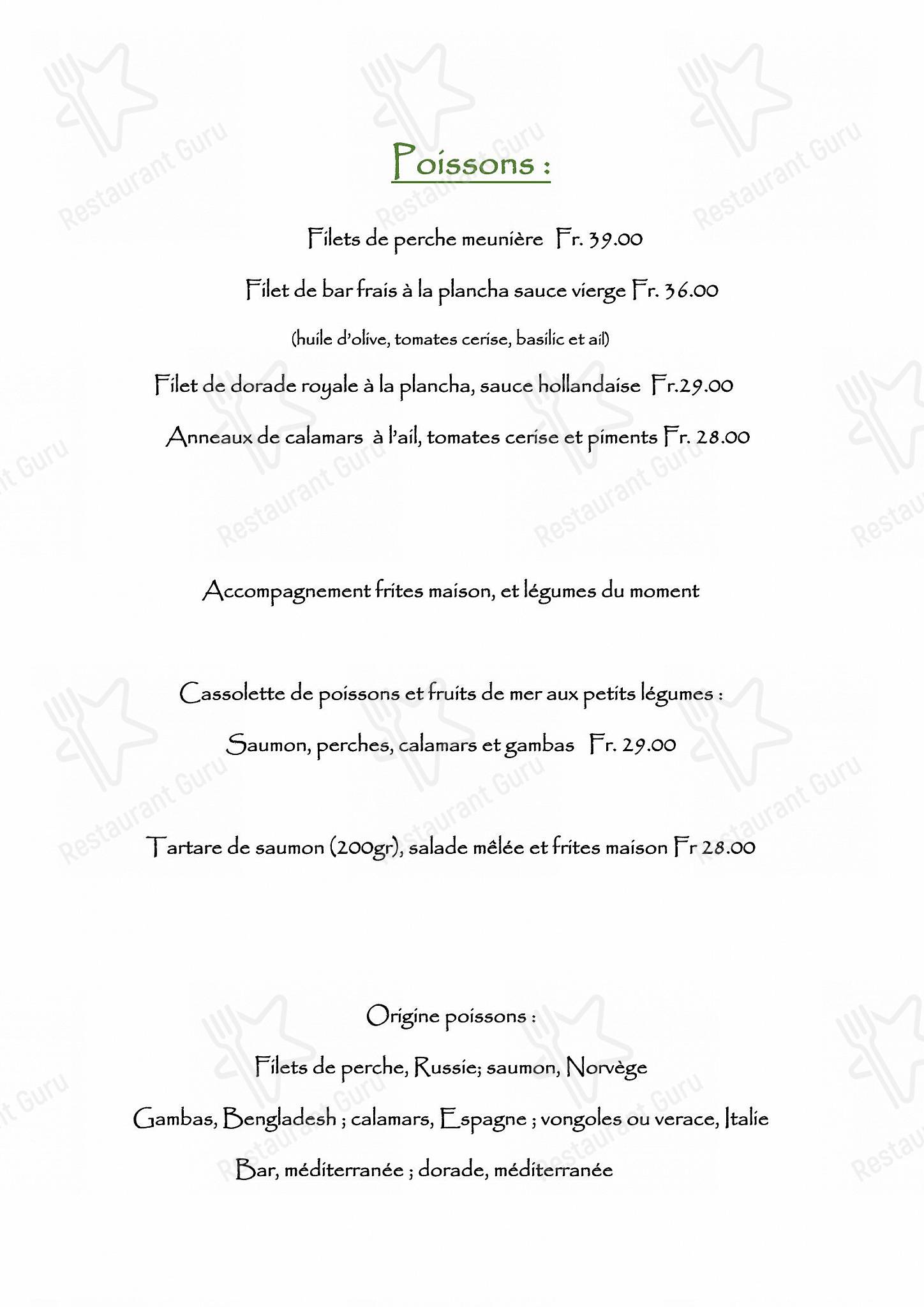 Dinner Menu per Restaurant Tennis Club de Champel ristorante