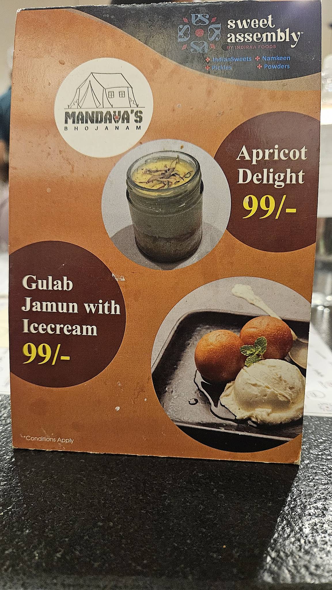 MANDAVA’S BHOJANAM menu