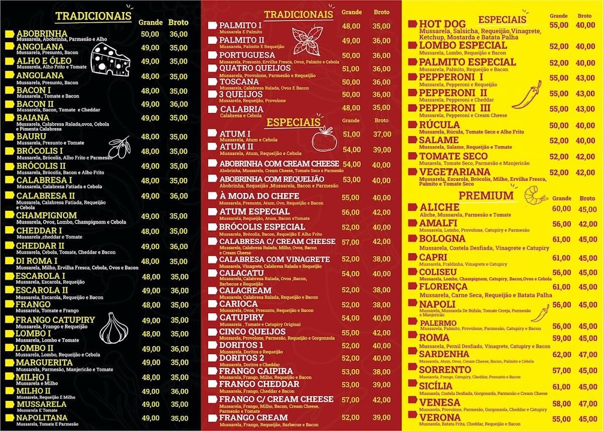 Villa Di Roma Pizzaria cardápio