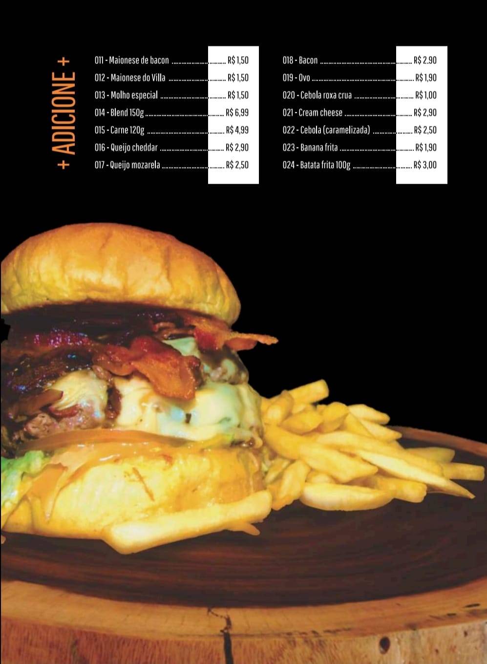Villa Pub cardápio
