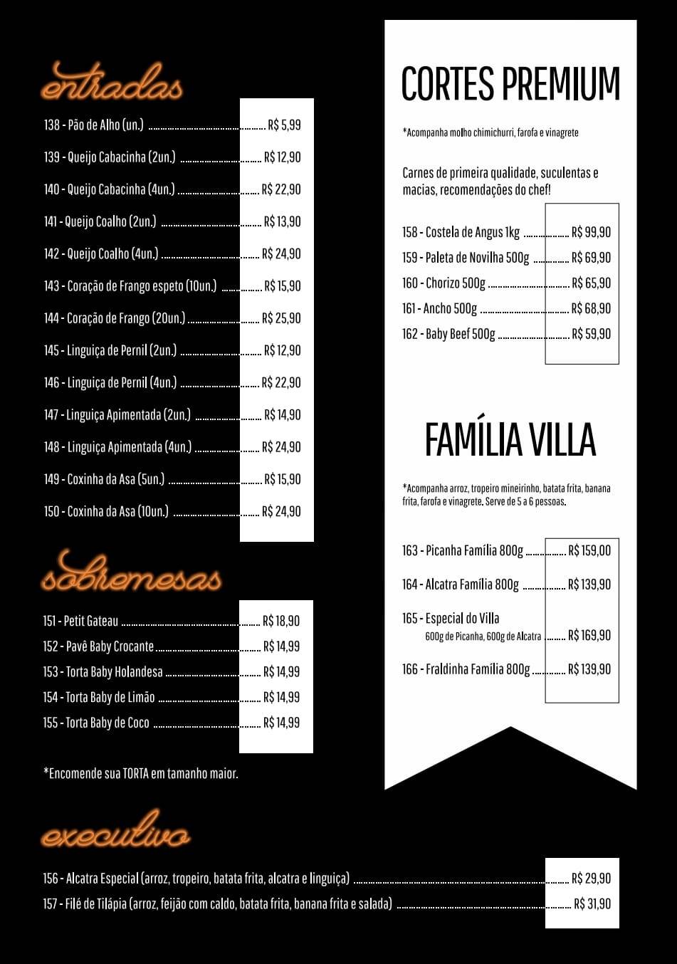 Villa Pub cardápio