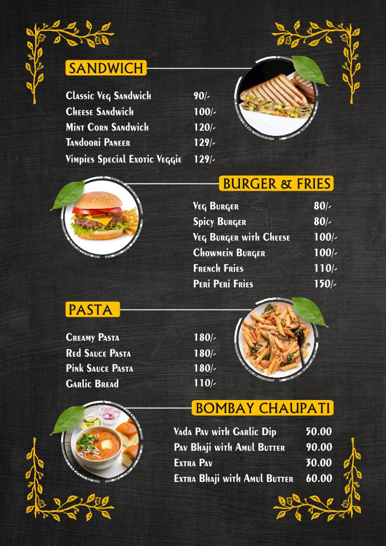 Vimpis - Best Family & Buffet Restaurant in Jammu menu
