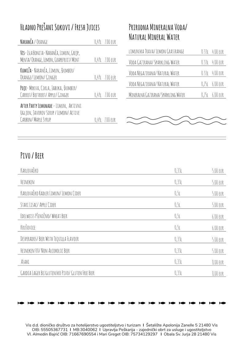 Menu di Peškarija Sushi Bar 