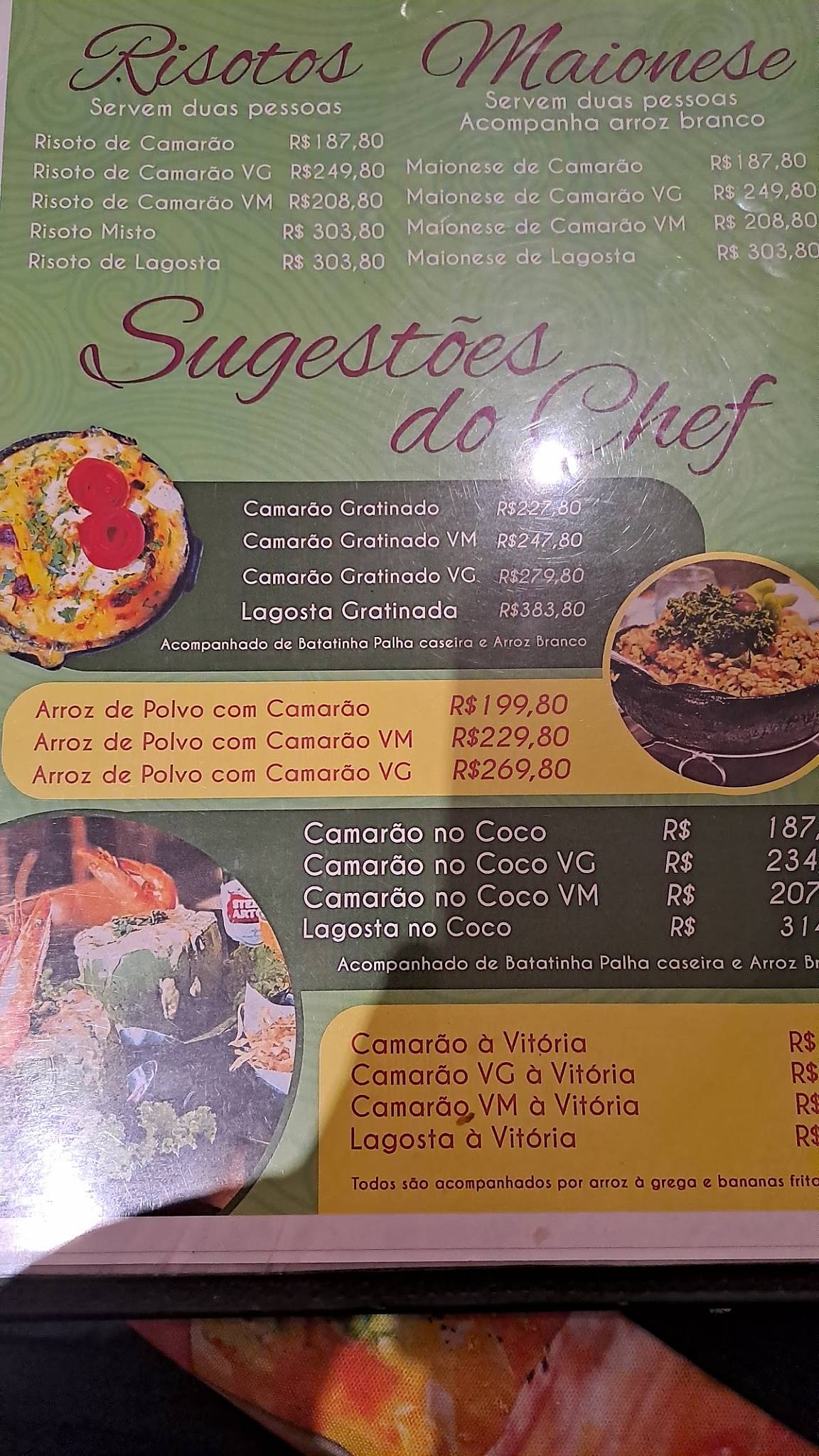 Restaurante Atlântica Vitória cardápio