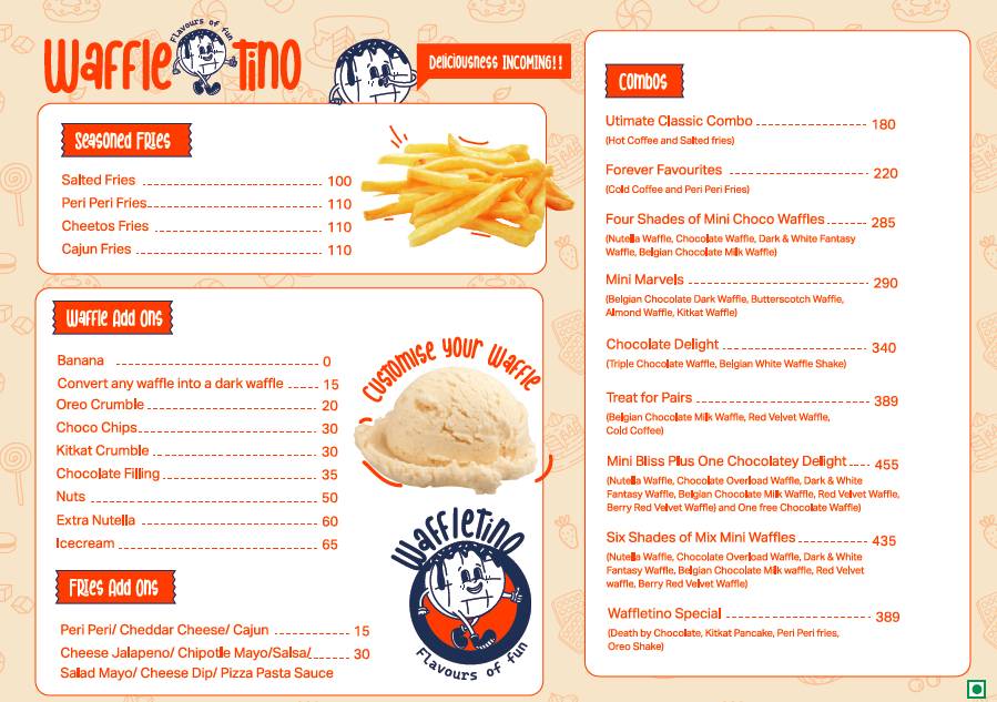 Waffletino belgian waffle menu