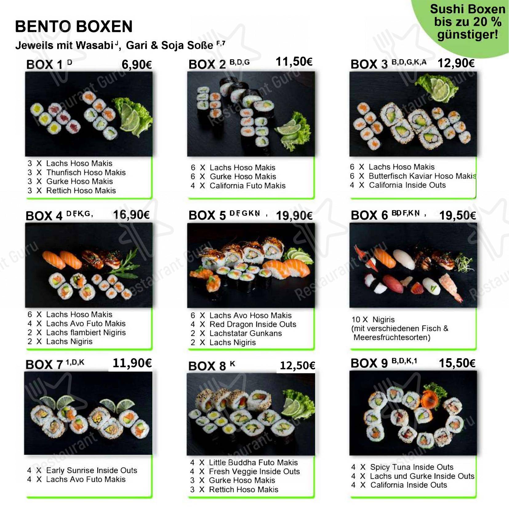 Menu pour Wasabi restaurant