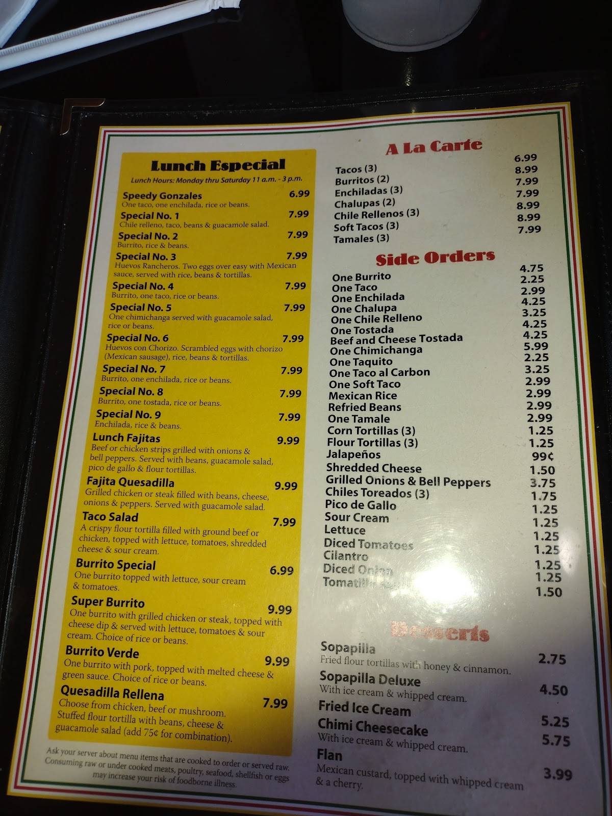 Меню El Patio Mexican Restaurant, Уотерфорд Тауншип