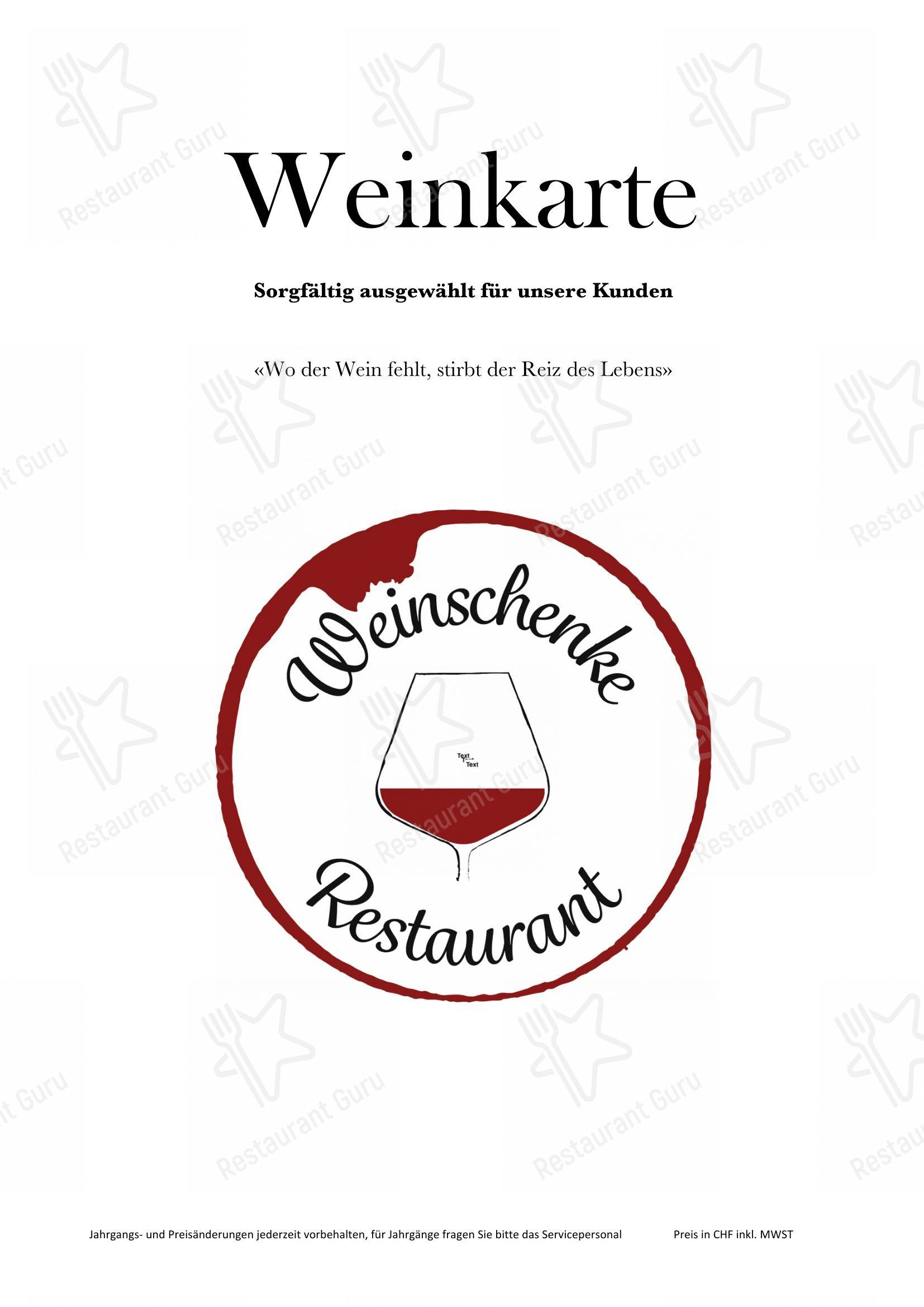 Menu di Weinschenke - 菜单