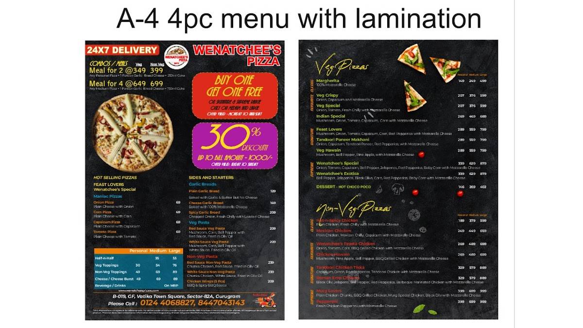 Wenatchee's Pizza menu