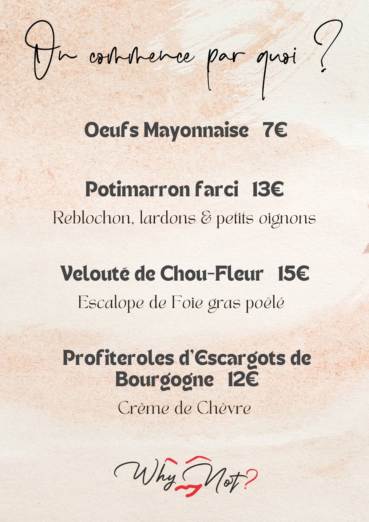 Menu de Why Not