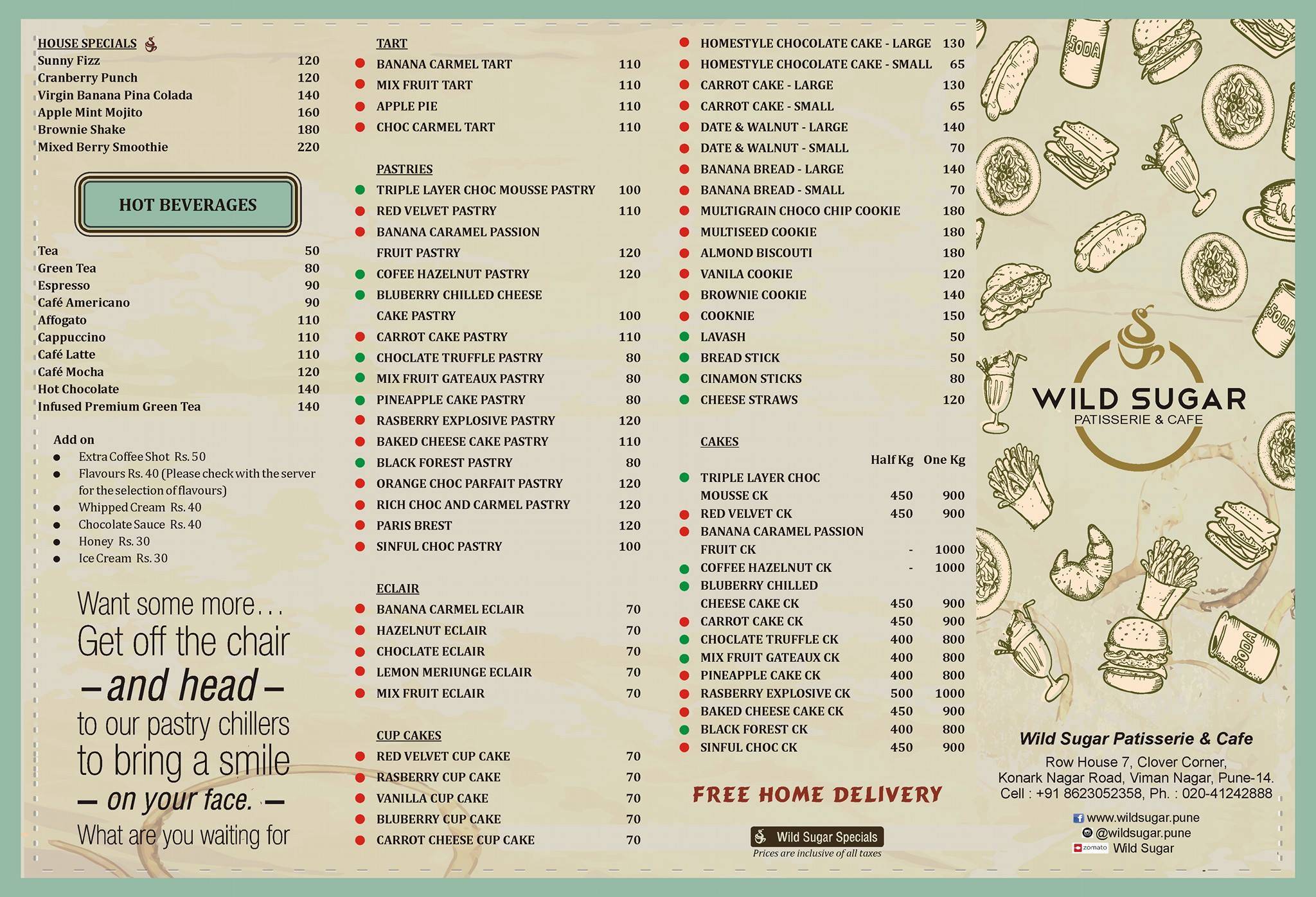 Wild Sugar Patisserie & Cafe menu
