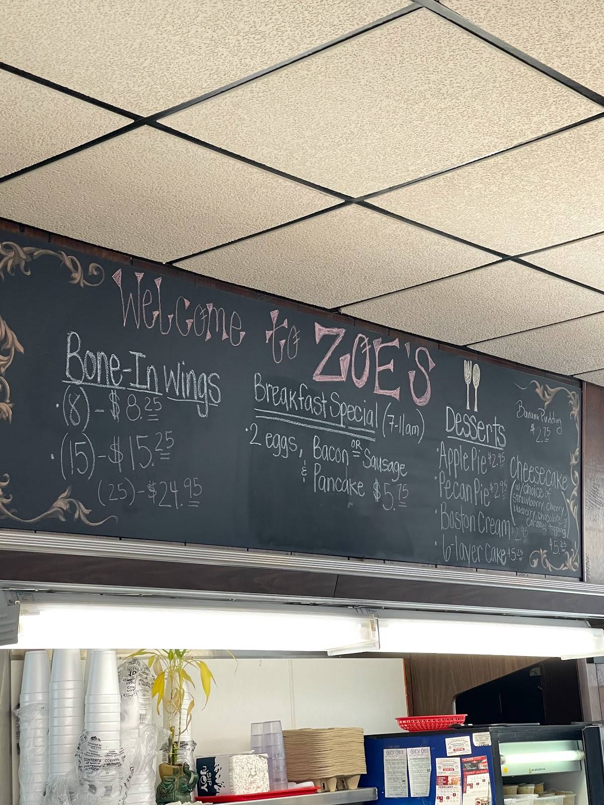Menu at ZOE'S FAMILY RESTAURANT, Winston-Salem