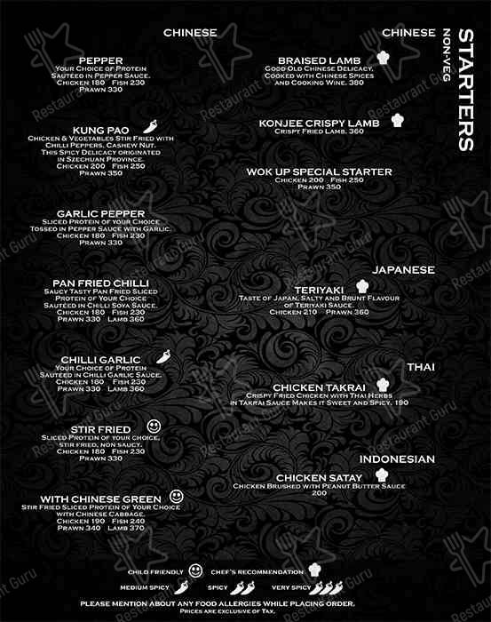 Wok Up menu